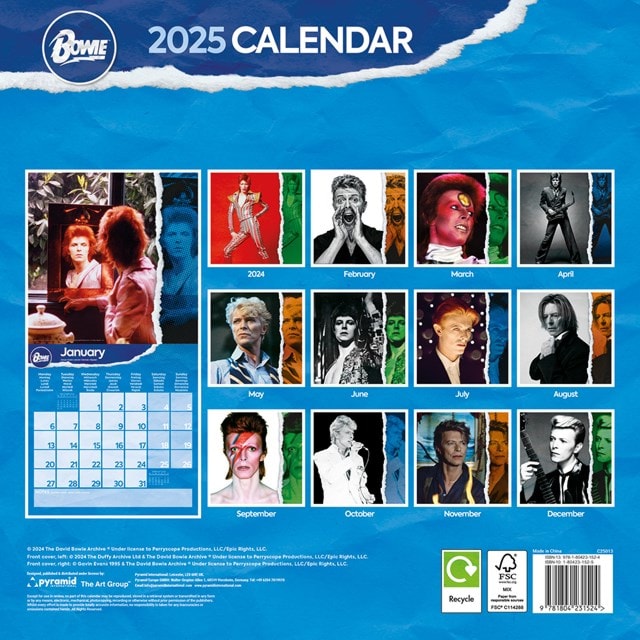 David Bowie 2025 Square Calendar - 2