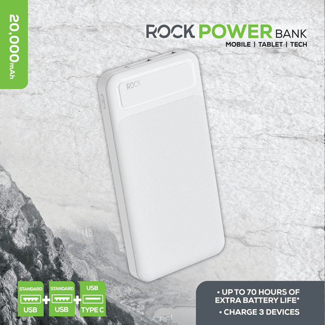 Rock White 20000mAh Power Bank - 4