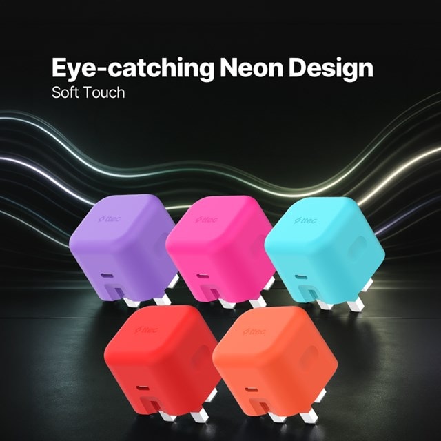 Ttec SmartCharger Pro Neon Purple 45W Wall Plug and USB-C Cable Pack - 5