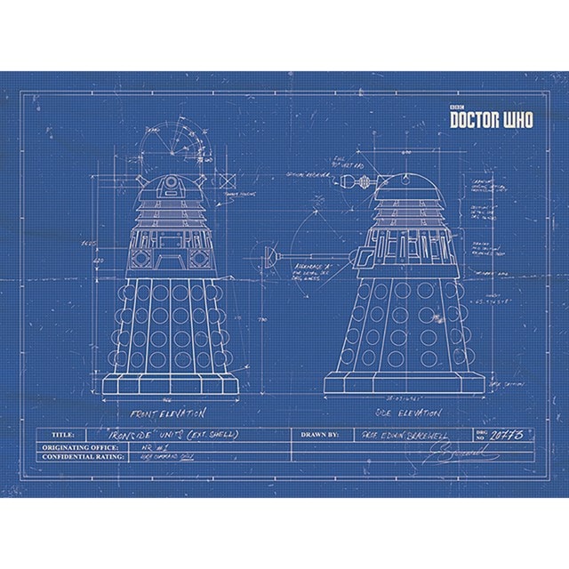Dalek Blueprint Doctor Who Canvas Print 60 x 80cm - 1