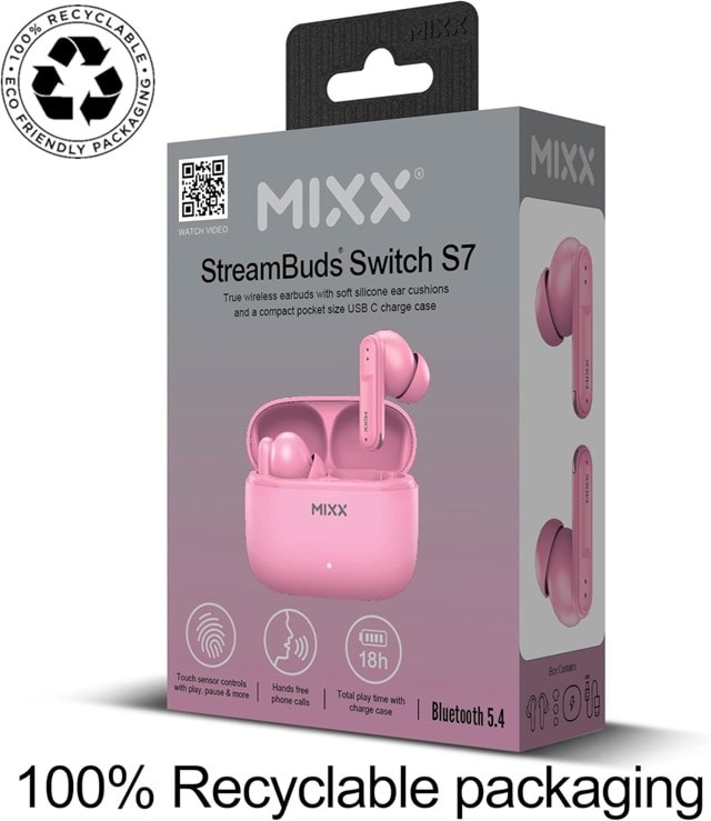 Mixx Audio StreamBuds Switch S7 Pink True Wireless Bluetooth Earphones - 3