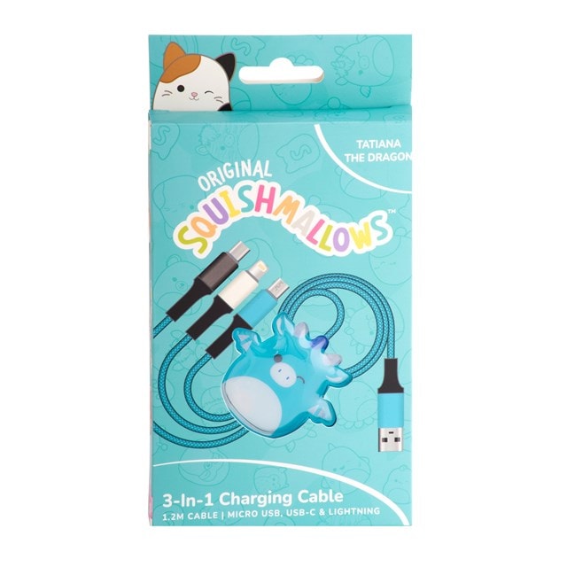 Lazerbuilt Squishmallows Tatiana the Dragon 3-in-1 Cable 1.2M - 5