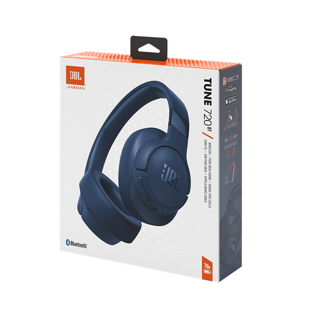 JBL Tune T720BT Blue Bluetooth Headphones - 8