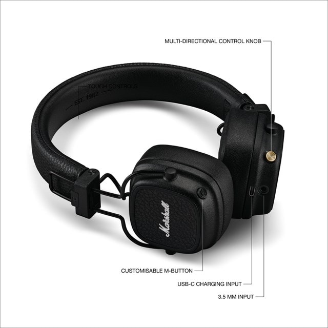 Marshall Major V Black Bluetooth Headphones - 6