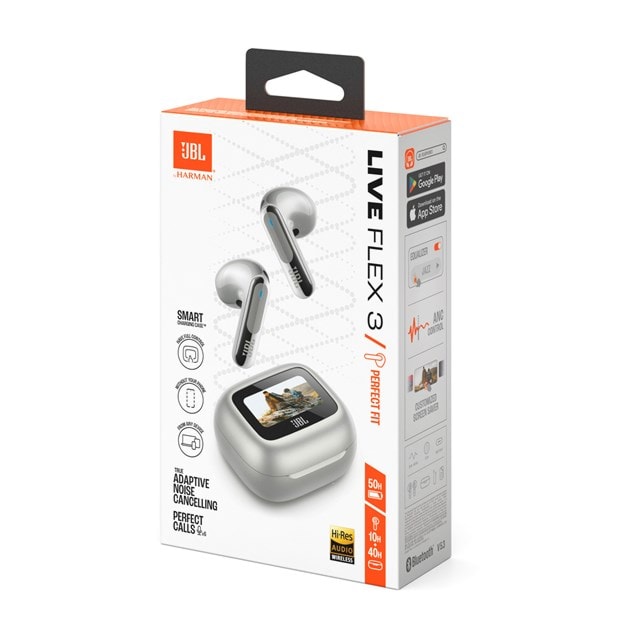 JBL Live Flex 3 Silver Noise Cancelling True Wireless Bluetooth Earphones - 8