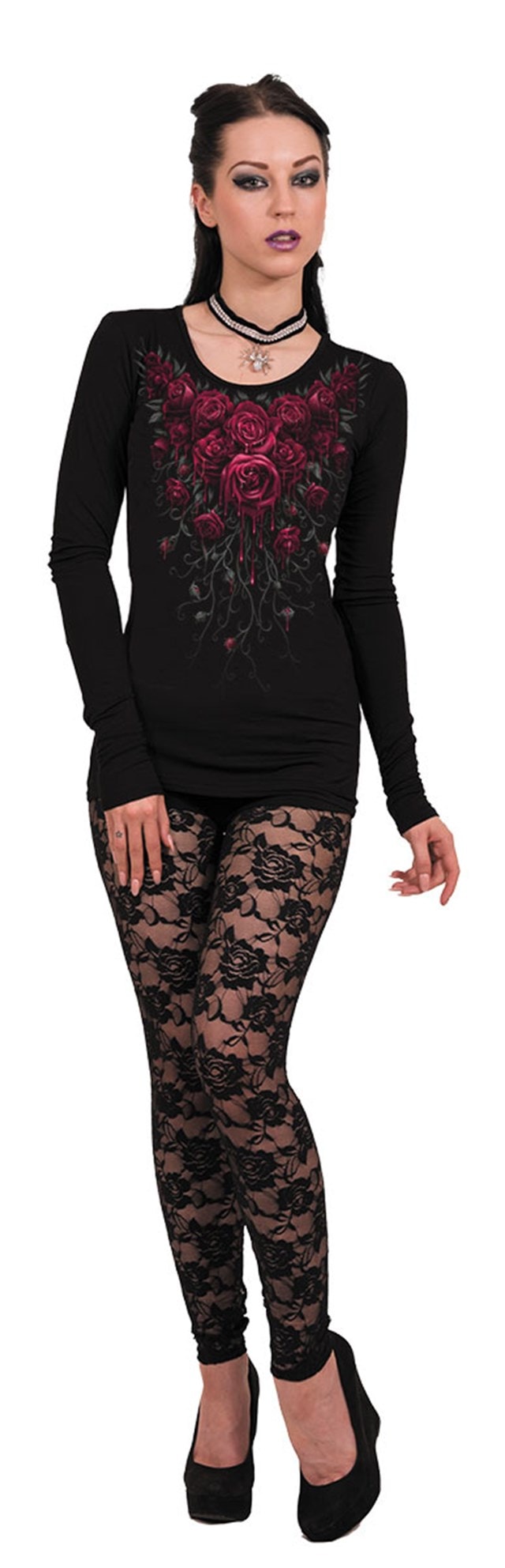 Spiral: Blood Rose: Long Sleeve Ladies Fit Tee (Small) - 2