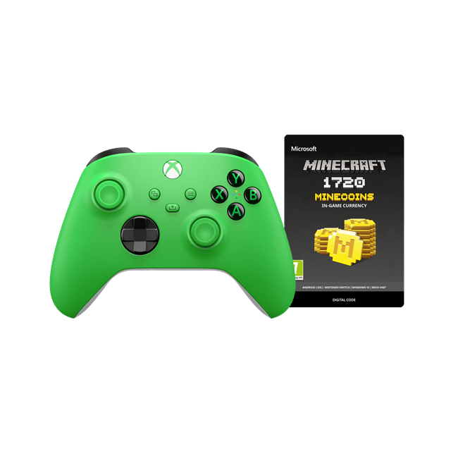 Xbox Wireless Controller - Green + 1720 Minecoins Voucher - 1