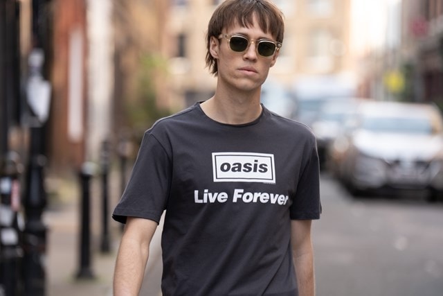 Live Forever Title Oasis Charcoal Tee | T-Shirt | Free shipping
