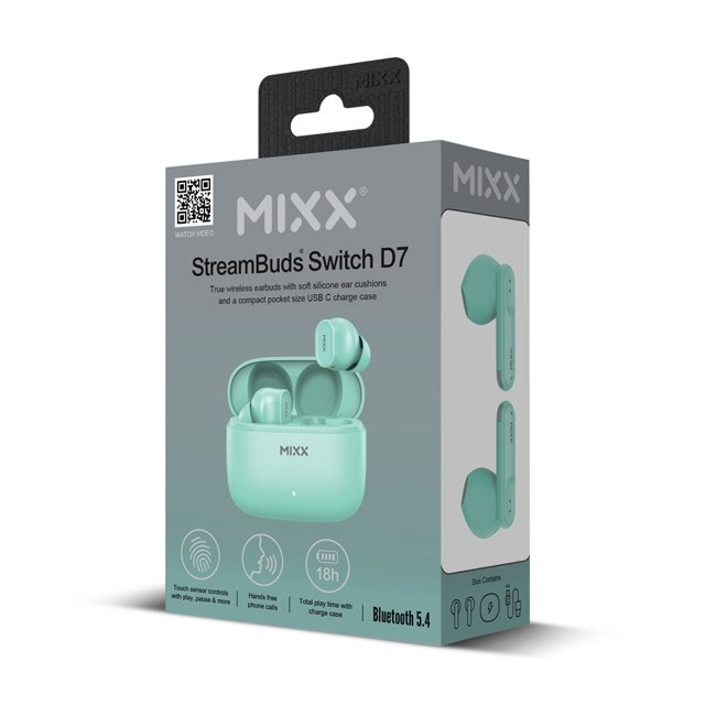 Mixx Audio StreamBuds Switch D7 Mint Green True Wireless Bluetooth Earphones - 6