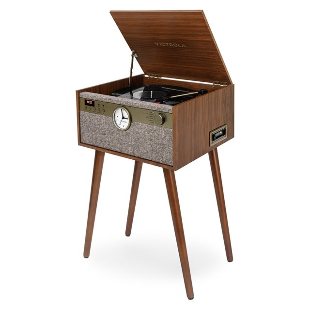 Victrola Century Walnut Bluetooth Turntable with Legs, Clock, CD & Cassette - 3