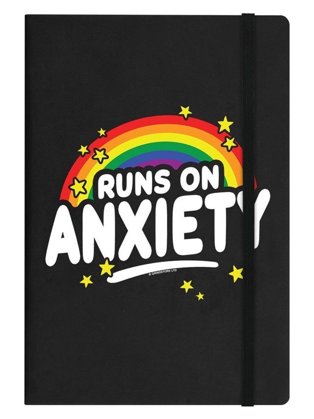 Runs On Anxiety Black A5 Notebook - 1