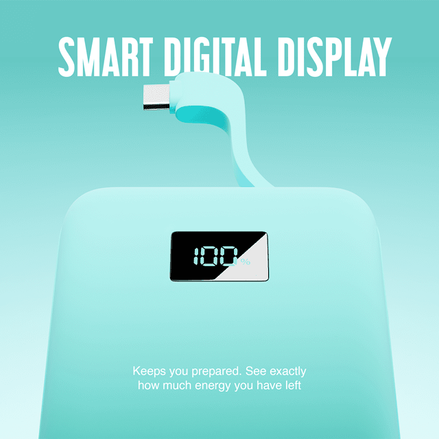 Juice 1 Charge Teal 5000mAh Power Bank with Integrated Cable - 4