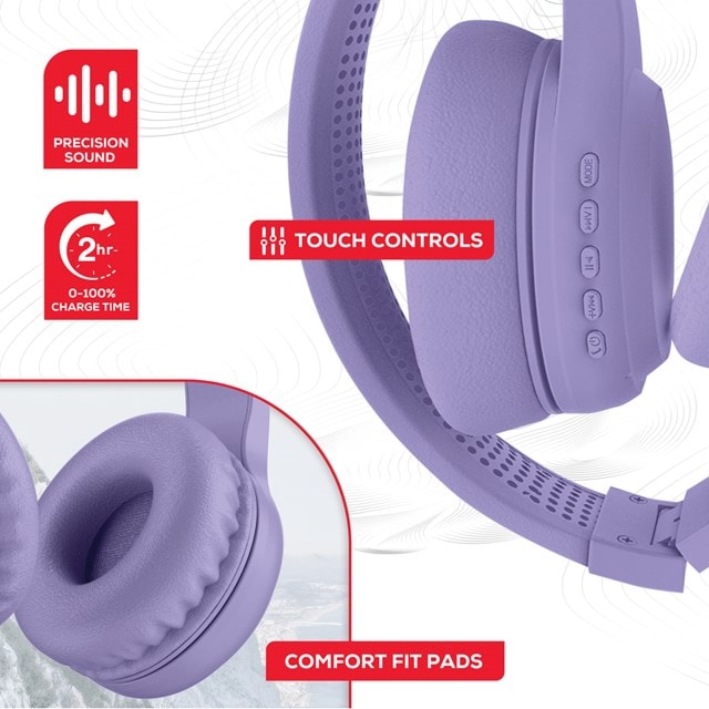 Rock BT On-Ear Purple Bluetooth Headphones - 5