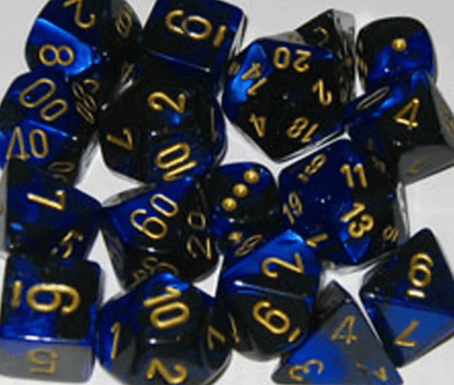 Black/Blue And Gold (Set Of 7) Chessex Dice - 1