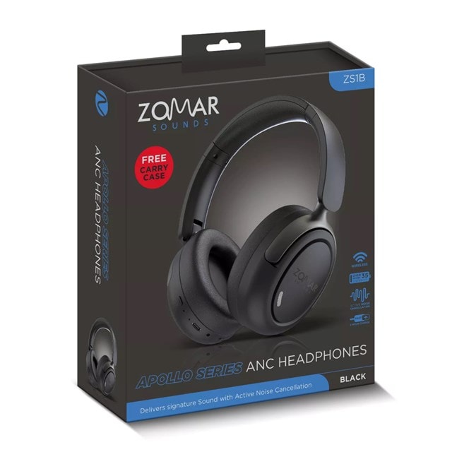 Zomar Sounds Apollo Black Active Noise Cancelling Bluetooth Headphones - 3