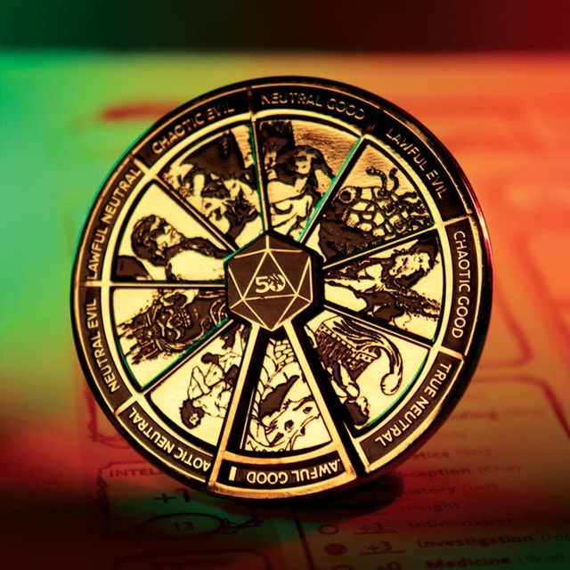 Dungeons & Dragons 24K Gold Plated Alignment Spinner Pin Badge - 5