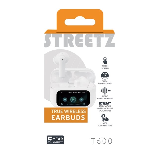 Streetz T600 White Active Noise Cancelling True Wireless Bluetooth Earphones - 9