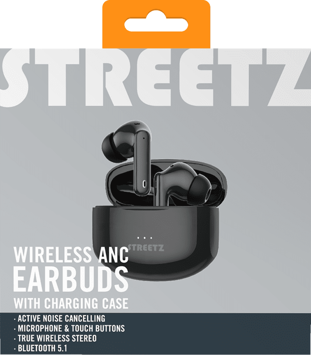 Streetz TWS-116 Black Active Noise Cancelling True Wireless Bluetooth Earphones - 7
