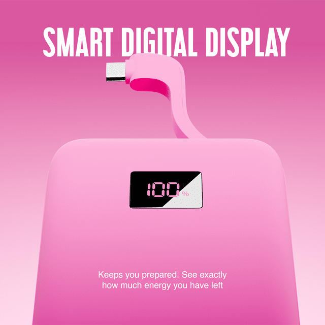 Juice 3 Charges Pink 12000mAh Power Bank with Integrated Cable - 4