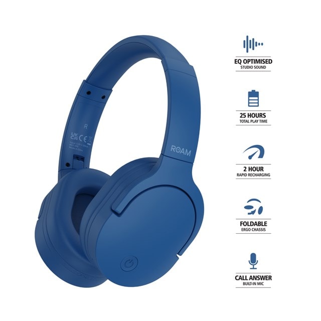Roam Crux Serene Blue Bluetooth Over Ear Headphones - 7