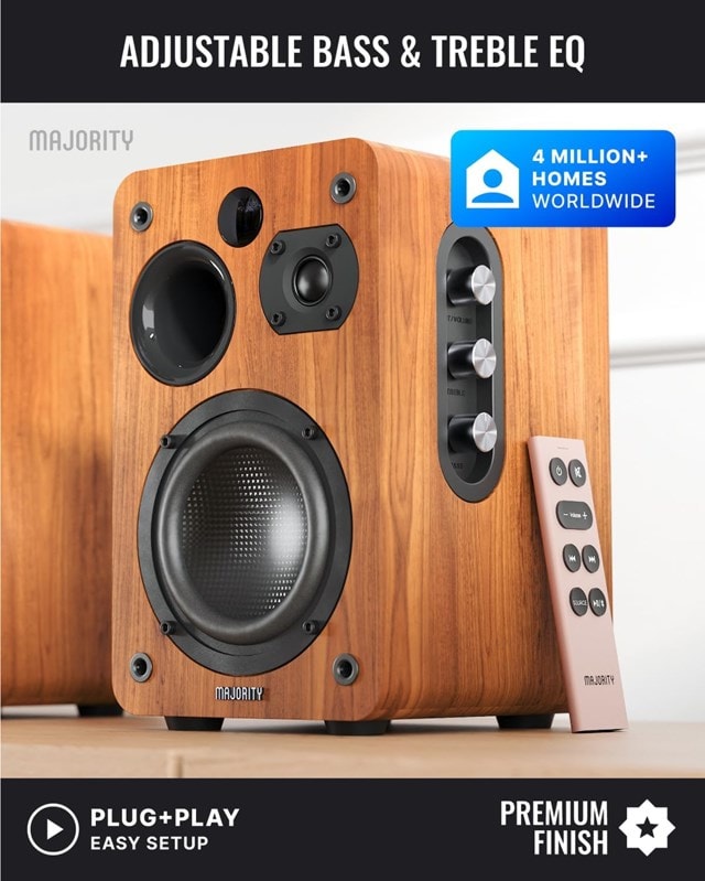 Majority D70X Walnut Bluetooth Bookshelf Speaker - 6