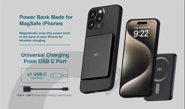 Juice Magtec Slim Black 5000mAh Power Bank - 5