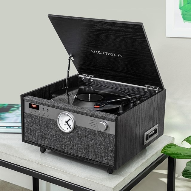 Victrola Century Black Bluetooth Turntable with Clock, CD & Cassette - 15