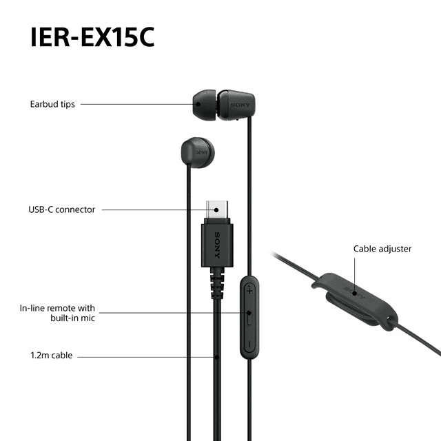 Sony IER-EX15C Black USB-C Earphones - 7