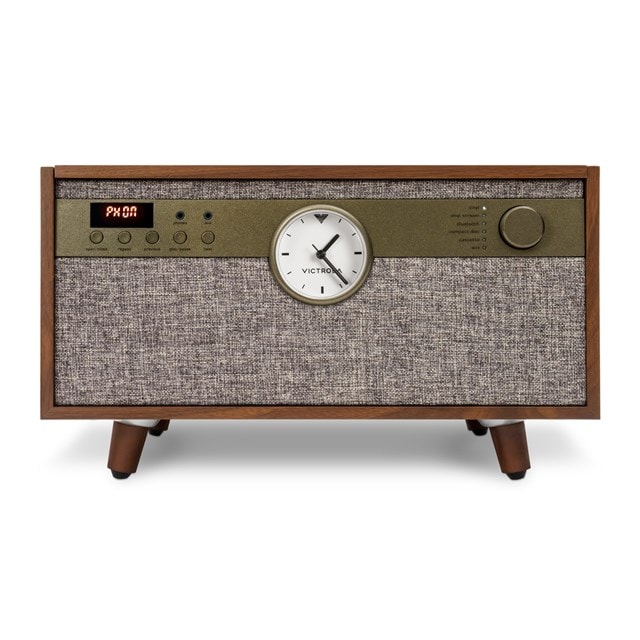 Victrola Century Walnut Bluetooth Turntable with Clock, CD & Cassette - 9