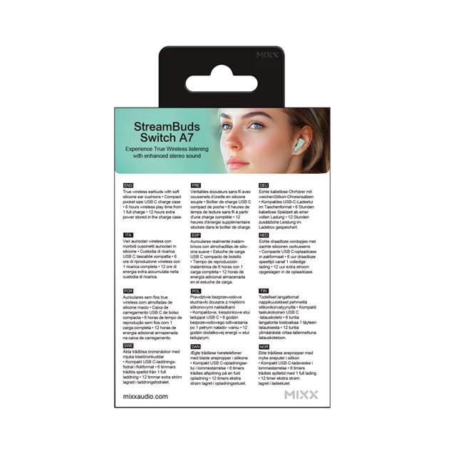 Mixx Audio StreamBuds Switch D7 Mint Green True Wireless Bluetooth Earphones - 7