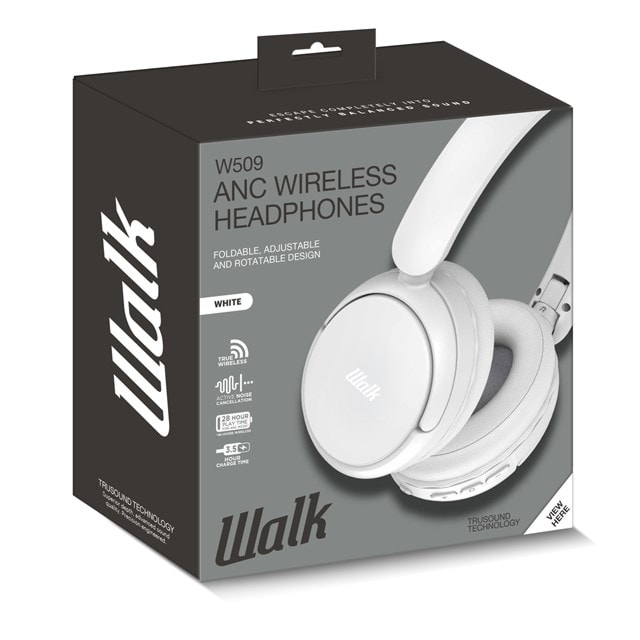 Walk Audio W509 White ANC Bluetooth Headphones - 3