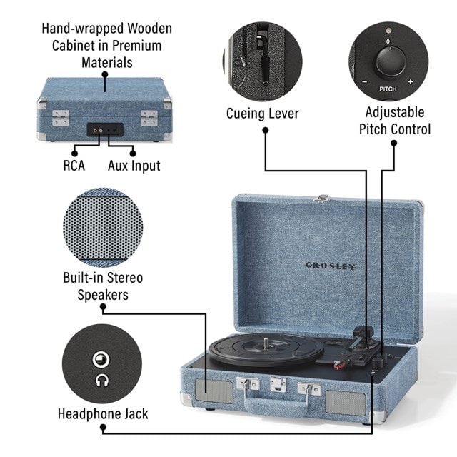 Crosley Cruiser Plus Washed Denim Bluetooth Turntable - 15