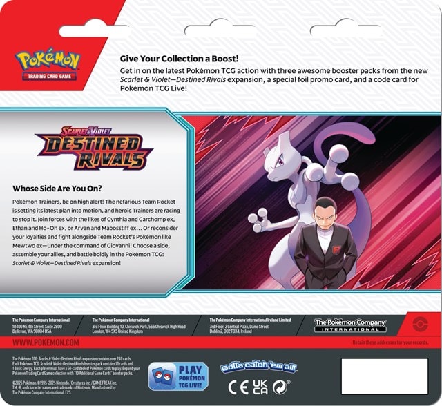 Scarlet & Violet 10 Destined Rivals 3 Pack Blister Pokemon Trading Cards Assortment - 3