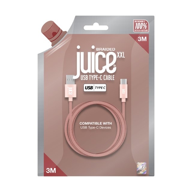 Juice Rose Gold Braided USB-C Cable 3m - 3