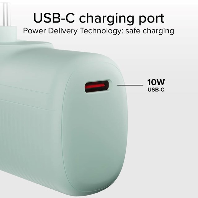 SBS Eco Range Light Green 5000mAh Power Bank with Integrated USB-C Cable - 5