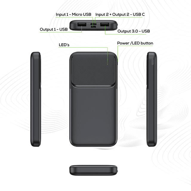 Rock Black 10000mAh Power Bank - 3