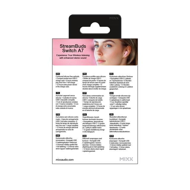 Mixx Audio StreamBuds Switch S7 Pink True Wireless Bluetooth Earphones - 7