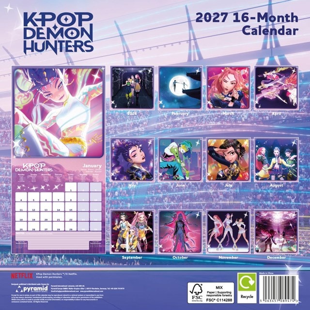 K-Pop Demon Hunters hmv Exclusive 2027 Square Calendar - 2
