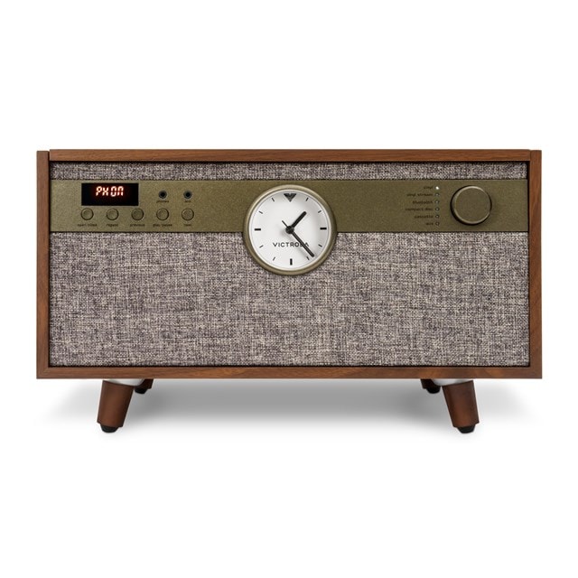 Victrola Century Walnut Bluetooth Turntable with Legs, Clock, CD & Cassette - 4