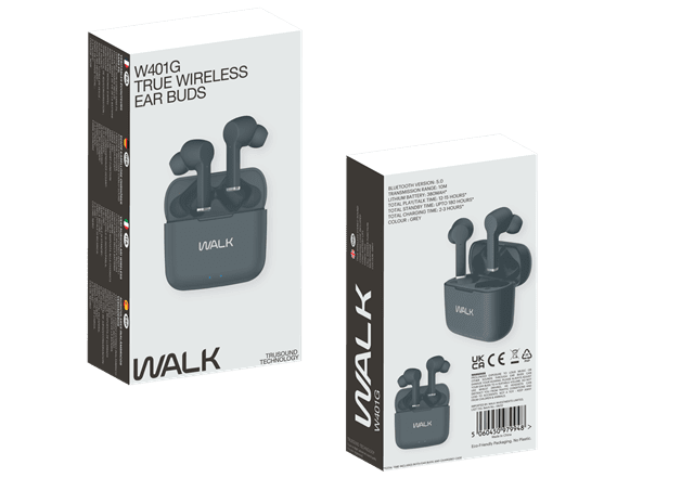 Walk Audio W401 Grey True Wireless Bluetooth Earphones - 1