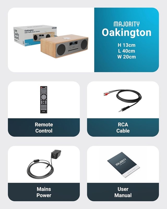 Majority Oakington Oak Bluetooth HiFi System - 7