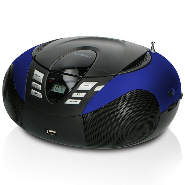 Lenco SCD-37 USB Blue CD Player with FM Radio - 1