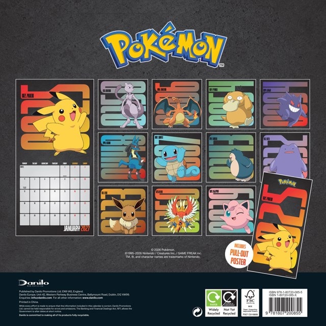 Pokemon 2027 Square Calendar - 2