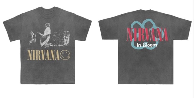 Nirvana In Bloom Stone Wash Charcoal Tee (Small) - 3