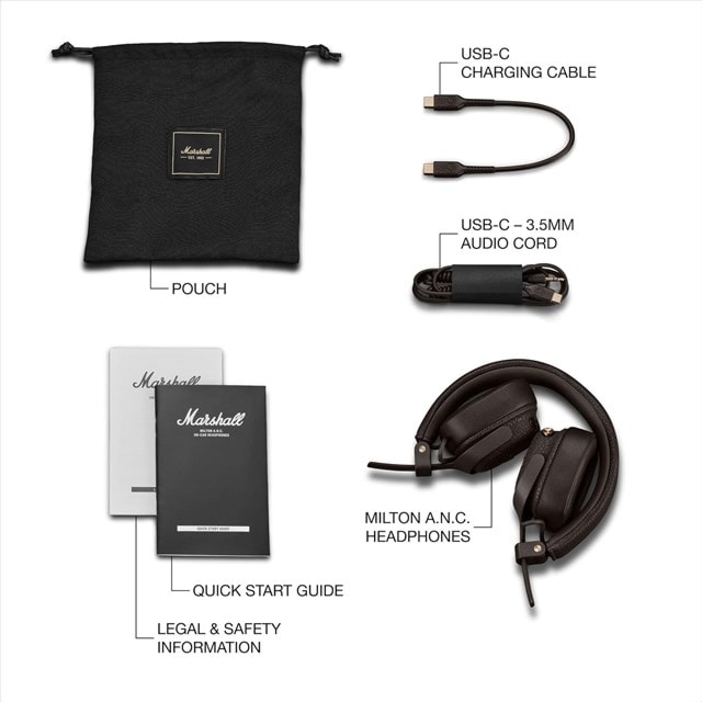 Marshall Milton Brown Active Noise Cancelling Bluetooth Headphones - 8