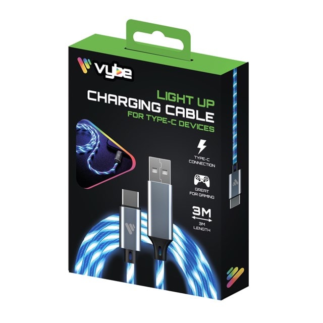 Vybe Light-Up Blue USB-C Cable 3m - 3