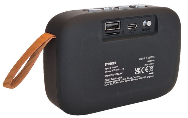 Streetz 3W Black Bluetooth Speaker With FM Radio - 5