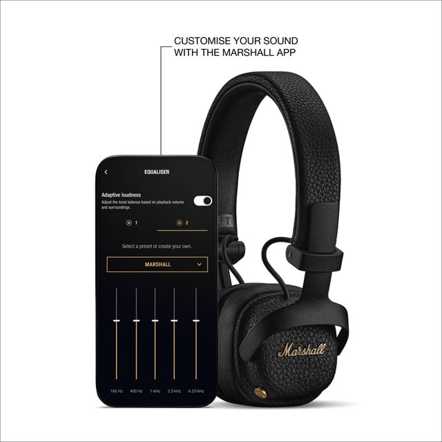Marshall Milton Black Active Noise Cancelling Bluetooth Headphones - 9