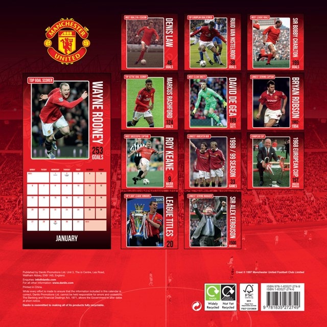 Manchester United FC Legends 2025 Square Calendar - 2