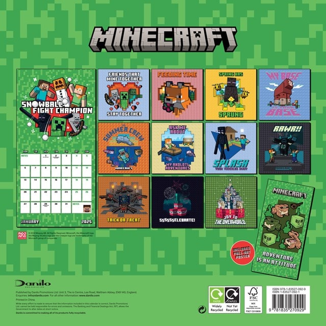 Minecraft 2025 Square Calendar - 2